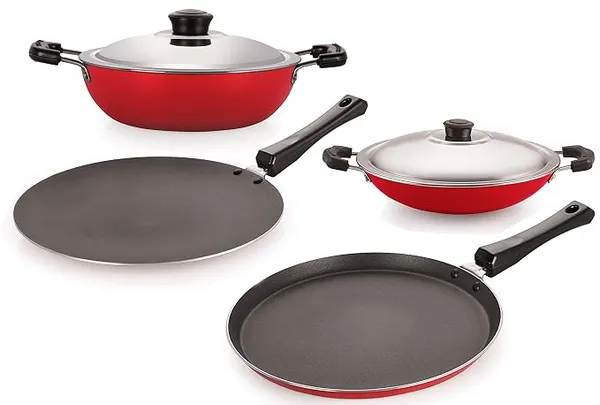 Nirlon Scratch Resistance Aluminium BPA Free Non-Stick Kitchenware Utencil Combo Set, 4 Piece