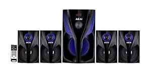 [ICICI CC] AKAI Zest MS4580 80W 4.1 Channel Multimedia Speakers Home Theater System with High Bass and Supporting Bluetooth 5.0, USB, AUX, FM & Remote Control(Black)