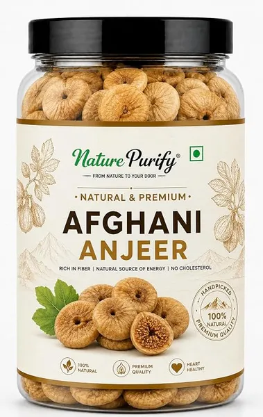 Nature Purify Premium Afghani Anjeer 1KG | Dried Figs | Natural Anjir Whole Fruit | Soft Chewy Texture & Sweet Taste | Nutritious Dry Fruit for Snacking, Baking, Dessert & Festive Gifting