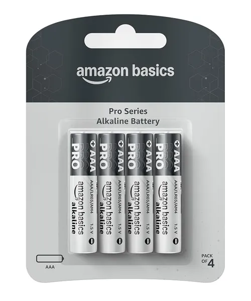 (Min Buy 2) Amazon Basics Pro Series AAA Alkaline Battery | Pack of 4 | for High Drain Devices | Toys, Digital Camera, Electric Toothbrush