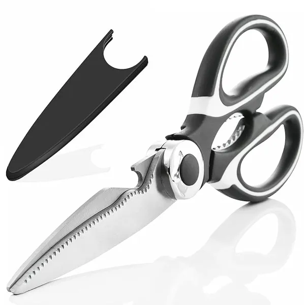 Multi Purpose Kitchen Scissors with Cover,food scissors,Premium Stainless Steel Solid Kitchen Shears for Meat,Seafood,Chicken,Vegetables,Herbs,Bottle Opener for General Use, (PACK OF 1)