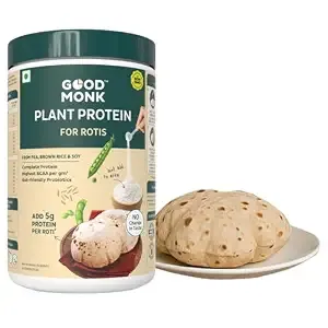 [Apply 5% Coupon] Good Monk Plant Protein for Rotis | Additional 30 gm protein in 6 Rotis | From Pea, Brown Rice & Soy | Clean Protein & Gut Friendly Probiotics | All Essential Amino Acids | Stronger Muscles | Add to Atta - No Taste Change | No Ad