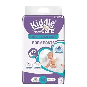 Dry Comfort Baby Pants Diapers | Medium (M) | 34 Count Pack | 7-12 Kg | Soft Absorbent Diaper Pants with Wetness Alert & Dry Comfort