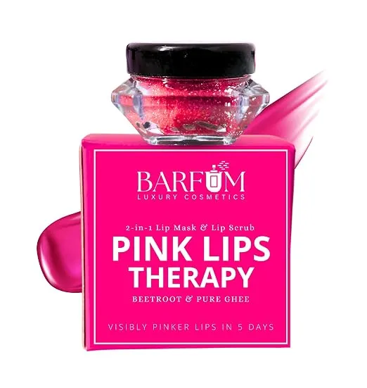 Pink Lips Therapy: 2-in-1 Lip Balm & Exfoliating Scrub – Darkness Treatment for Smokers Pigmented Lips with Beetroot Extracts & Pure Ghee – Brightening Lip Care for Men & Women, 4g