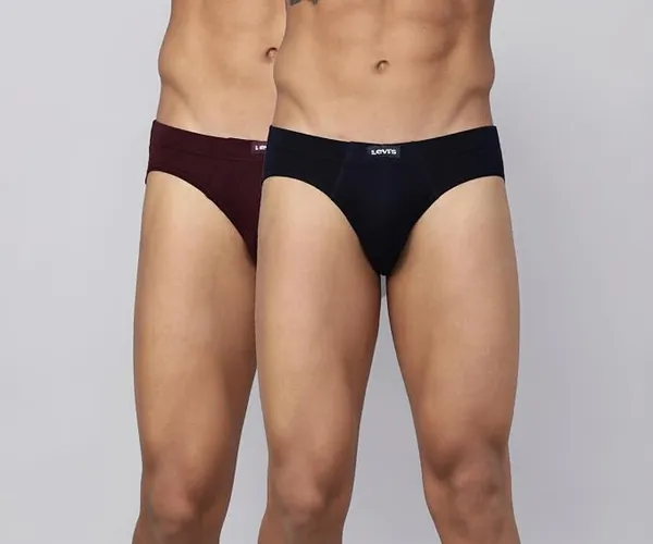 Levi's 011 Comfort Brief for Men | 100% Pure Cotton | Breathable | Durable | Anti-Roll Waistband | Extra Supportive Gusset | Dual Layer 3D Pouch | Tagless & Zero Irritation Comfort | Pack of 2