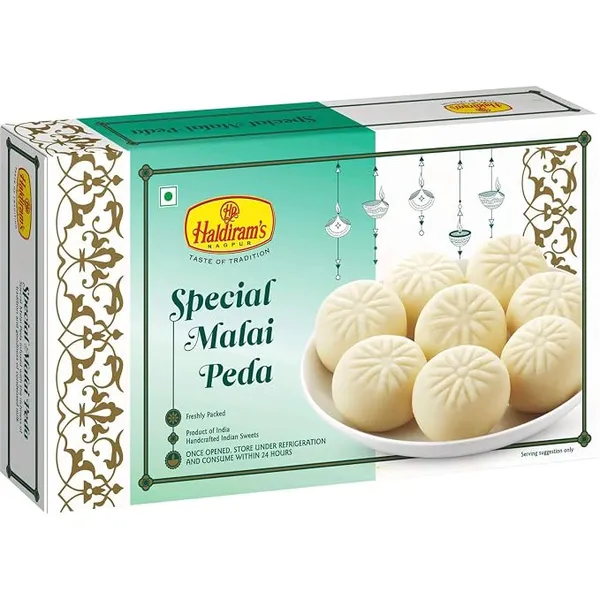 Haldiram's Nagpur Special Malai Peda 250g | Rich & Creamy Indian Sweet | Traditional Mithai for Festivals & Gifting