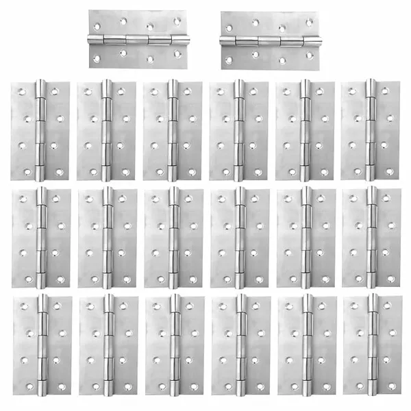 Atom 20 Pcs, Stainless Steel Door Butt Hinges | 5 Inch x 14 Gauge/1.6 mm Thickness, Soft Close Hinge/kabja for Door, Window, Cabinet, Closet, Cupboard, Wooden Box (Silver Satin Finish, HNG-5X14)