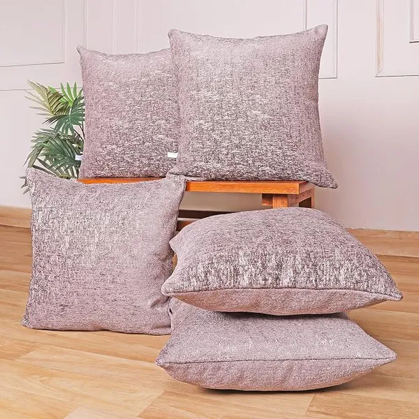 STITCHNEST Chenille Cushion Covers Set of 2 – 12x12 Inches Soft Velvet-Feel Textured Covers for Sofa, Couch, Bed, Living Room, Home, Office & Lounge Decor – Durable & Machine Washable (Grey)