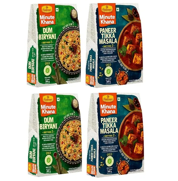 Haldiram's Nagpur Ready To Eat Paneer Tikka Masala 300g (Pack of 2) With Dum Biryani 200g (Pack of 2) Combo