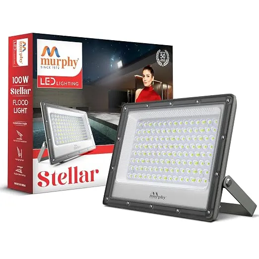 Murphy Stellar 100W LED Flood Light With 2-Year Warranty | Cool White | High Brightness Outdoor LED For Security, Landscape, Warehouse, Backyard| IP66 Waterproof | BIS Approved Pack of 1,G5