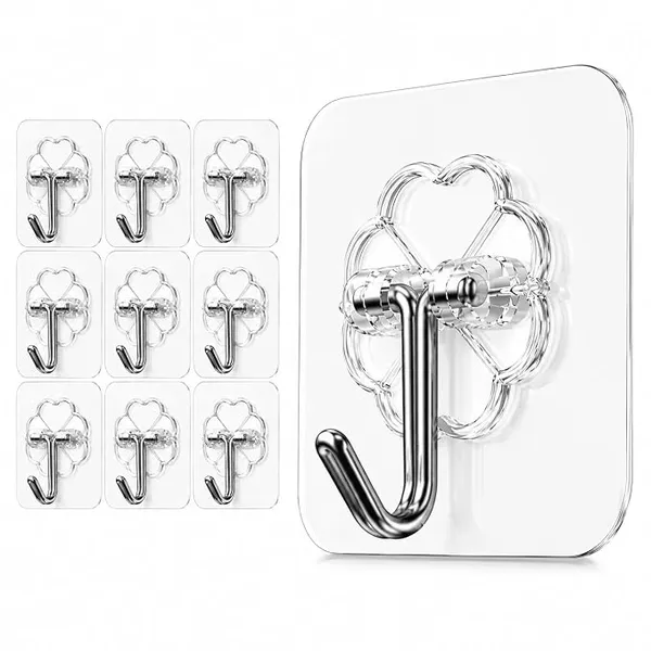 (Min Buy 2) 10 Pcs Self Adhesive Wall Hooks for Hanging, Heavy Duty Sticky Hooks for Wall, No Drill Wall Hanging Hooks for Home, Kitchen, Bathroom & Office, Hooks for Wall Heavy Items