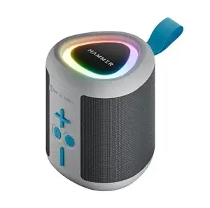 HAMMER Smash 2 Bluetooth Speaker | 10W Powerful Sound | Bluetooth 6.0 | TWS Function | Multi-Color LED Modes | USB & TF Card Support | FM Radio | Type-C Charging | Portable Speaker | White
