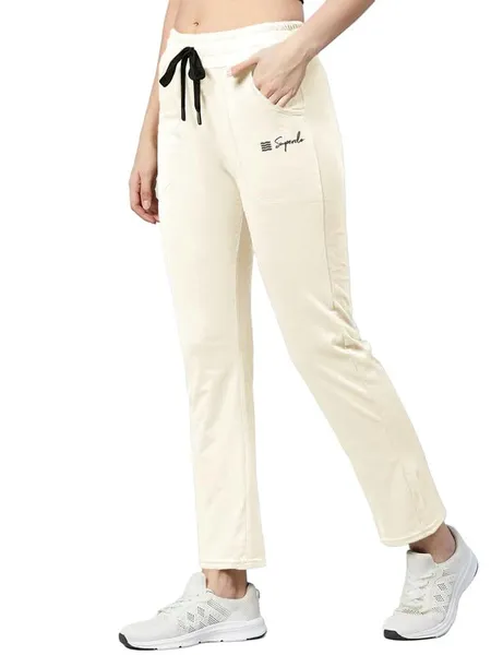 Women's Premium Cotton Solid Track Pant with Elastic Waistband, Adjustable Drawstring and Side Pockets