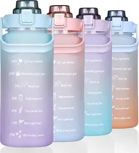 TEKCOOL Water Bottle for Office, Gym, Travel, Sports Leakproof 2 Liter Bottle with BPA-Free Plastic Included Silicone Pipe