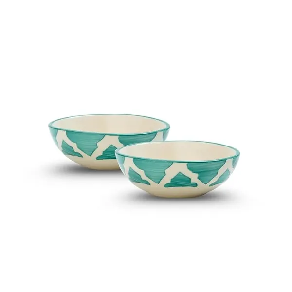 Ceramic Bowl Set | 2-Piece Lightweight Crockery for Daily Use | Seafoam Green Ramen & Snack Bowls (75ml Each) | Elegant Microwave & Dishwasher Safe | Perfect Christmas & New Year Gift