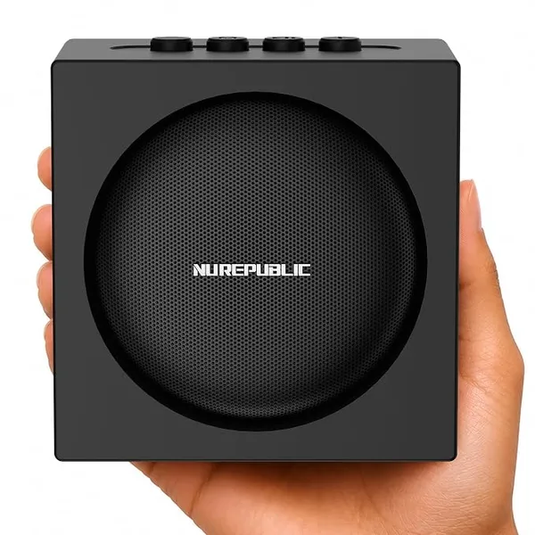 Nu Republic Replay Cube Wireless Bluetooth Speaker | 12W Portable Speaker with 52mm Dynamic Drivers | Wireless Connectivity v5.4 | Up to 8 Hours Playtime (Black)