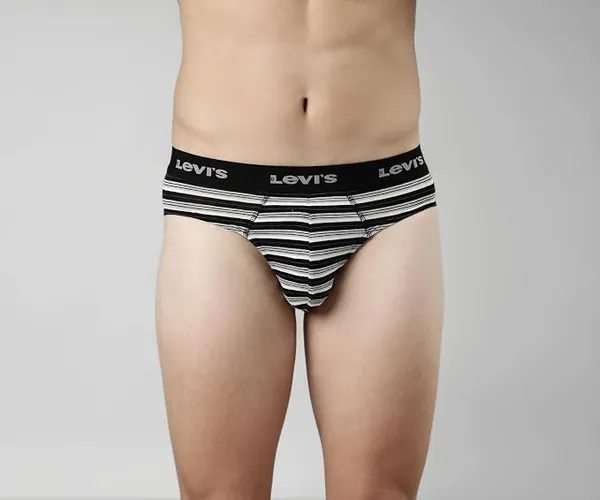 Levi's 005 Classic Brief for Men | Cotton Stretch Fabric | Striped Men's Underwear | Anti-Roll Waistband | Extra Supportive Gusset | Dual Layer 3D Pouch | Durable, Tagless Comfort | Pack of 1