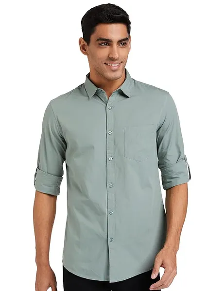 Amazon Brand - Symbol Men's Cotton Shirt | Casual | Plain | Full Sleeve | Summer - Regular Fit (Available in Plus Sizes)