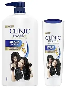 Clinic Plus Strong & Long Protein Shampoo 1 l, With Milk Proteins & Multivitamins for Strong, Healthy and Long Hair - Hair Growth Shampoo for Women & Clinic Plus Strong & Long Health Shampoo 355 ml