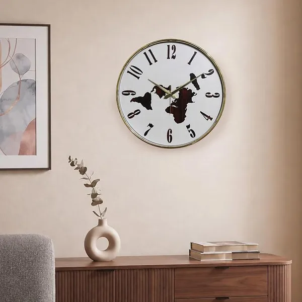 Amazon Brand- Solimo - Silent Movement, Wooden Dial 32 cm Stylish Analog Wall Clock