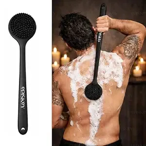 [Apply 5% Coupon] Episkey Soft Silicone Back Scrubber Shower Bath Brush with Long Handle | Flexible Bristles for Smooth Skin | Exfoliating Brush | Body Scrubber for Women, Men & Boys| for Body Wash & Bathing