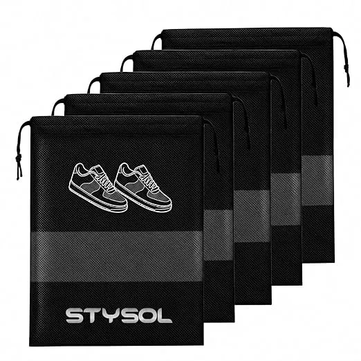 Shoe Bags for Storage and Travel, Reusable Drawstring Shoe Organizer Bags, Dustproof Shoe Pouches for Men, Women and Kids, Pack of 5