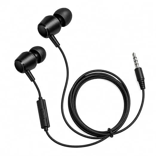 Trendy Wired in-Ear Headphones, 3.5 mm, Powerful Bass, Clear Sound, Built-in Mic for Calling and Recording, Compatible with Smartphones, Laptops, Black