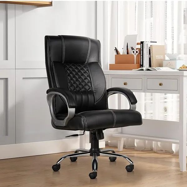 [Apay ICICI NC EMI] CELLBELL Vega Ergonomic High Back Leatherette Boss Chair for Office/Computer/Desk Revolving Chair with 3 Years of Warranty (Black)