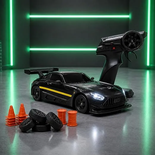 [Apply 2% Coupon] Shadow RC Drift Car | 4WD 20Kmph, 2.4Ghz 100m Long Range Remote, Diwali Gift, Proportional Steering, Multi-Mode LED Lights (Asphalt Black)