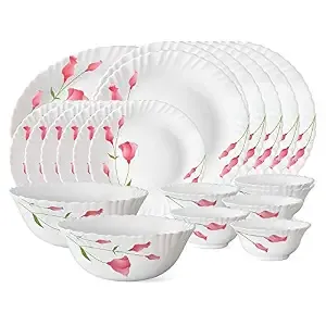 Larah by BOROSIL Diana Opalware Dinner Set, White - 21 Pieces