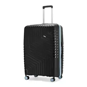 Core Medium Check-in Suitcase 65cm 24 inch Polypropylene Hard Trolley Bag, 8 Spinner Wheels, Recessed Number Lock, Lightweight Luggage for Men & Women Midnight Black/Arctic Blue