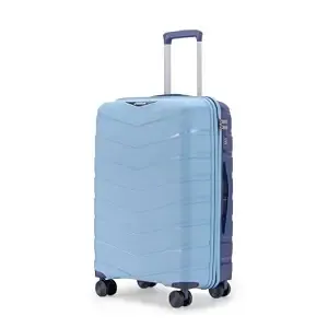 Axis Medium Check-in Suitcase 65 cm 24 inch Polypropylene Hard Trolley, 8 Spinner Wheels, 3-Pocket Convipack, Dual-Tone Shell, Recessed Number Lock Sapphire Blue/Peacock Blue