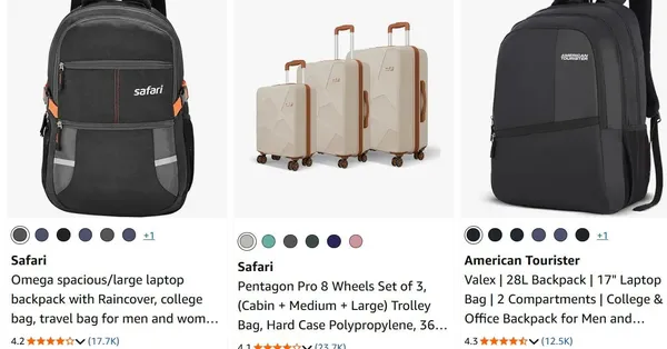 Safari upto 89% off starting From Rs.288 @ amazon