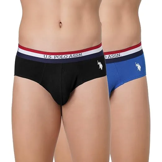 U.S. Polo ASSN. Mens EB002 Anti Microbial Signature Cotton Stretch Underwear Brief -Pack of 2