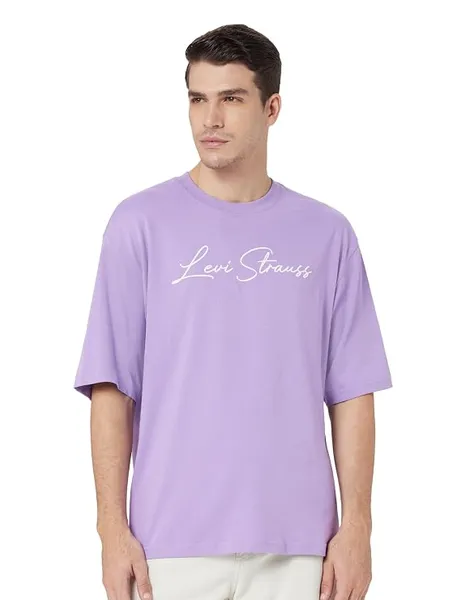 Levi's Men's Cotton Loose Purple Letter Regular T-Shirt