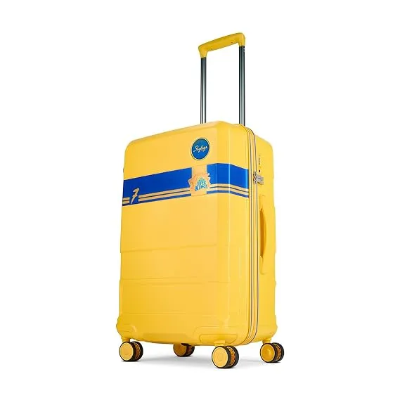 [Apply 3% Coupon] Skybags Whistle Podu Check-in Trolley Bag 68cm | Medium | Hard Luggage | Official CSK Edition 8-Wheel Suitcase | TSA Lock with Anti-Theft Zipper | Polycarbonate | 3 Years Warranty - Unisex (Yellow)
