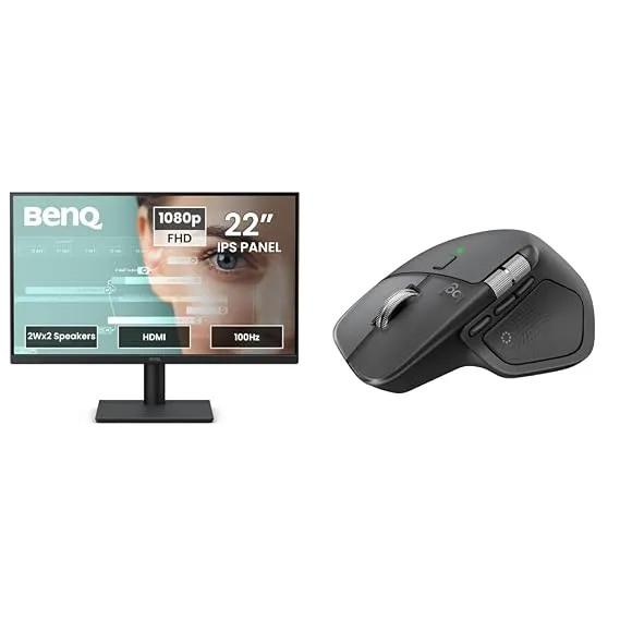 [ICICI NC EMI] BenQ GW2291 22" IPS 100Hz FHD Eye-Care Monitor |1300:1 Contrast| 5ms GtG| 2Wx2 Built-in Speakers|Ultrathin Bezel |HDMI | VGA | Low Blue Light |Flicker Free| TÜV + Logitech MX Master 4