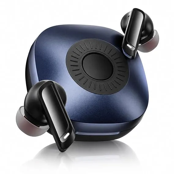 Crown Bluetooth Wireless Earbuds with 50H Playtime, AI-ENC Calling Mic, 45ms Low Latency Gaming, Bass Boosted HD Sound, Bluetooth 5.4, Fast Type-C Charging, IPX4 Sweatproof TWS. Blue