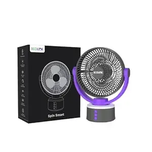 EcoLink Spin Smart Personal Fan (Grey Purple) | Compact Desk Fan | Powerful Airflow | USB Rechargeable | Quiet Cooling for Home & Office | Pack of 1