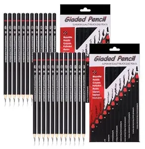 Corslet Pack of 2 Drawing Kit 12Pc Drawing Pencils Set Sketch Pencil Set Sketching Kit Graphite Pencil for Drawing Sketching & Shading for Artists Shading Pencils Set Professional Artist Kit