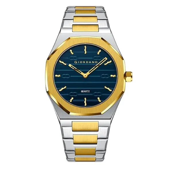 [Apply 5% Coupon] Giordano Elegant Analog Watch for Men with Octagonal Textured Dial, Stainless Steel Strap, Luminous Markers, and Quartz Movement