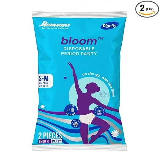 [Sample @1] Dignity Bloom Disposable Period Panty - S/M (2 Pieces) | Snug Fit | 3X Ultra Absorbent | Breathable fabric and 360° Antileak Protection