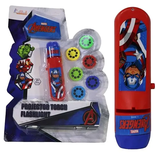 Marvel Avenger Projector Torch - Handheld LightBattery Operated, Flashlight with Projections of Marvel Hero's | Drawing Projector Set | Creative Tracing Toy with Stencils & Markers