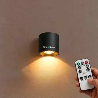One94Store Rechargeable Magnetic Wall Light with Remote Control, Single-Sided LED Lamp, 3 Light Modes, 5 Brightness Levels, USB-C Charging, Rotatable Head for Bedroom, Cabinet & Home, Black