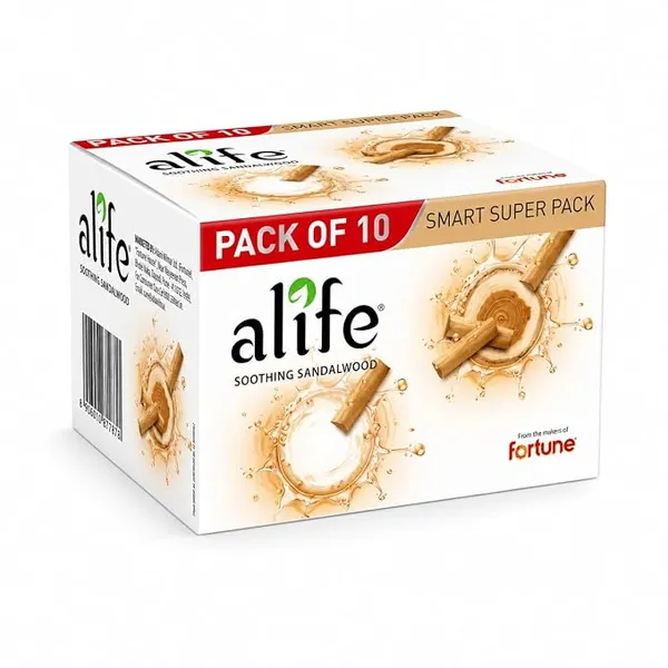ALIFE Sandal Bath Soap,100g x 10 Pack | 1000g Family Pack | Sandalwood Fragrance | Gentle Cleansing Bath Soap | Smart Super Pack