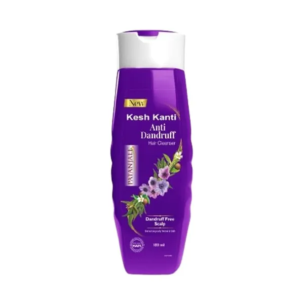[Apply 5% Coupon] Patanjali Kesh Kanti Anti Dandruff Hair Cleanser 180ML, Natural Nourishing Shampoo, Herbal Care for Healthy Hair, Scalp Cleansers for Men and Women, All Hair Types