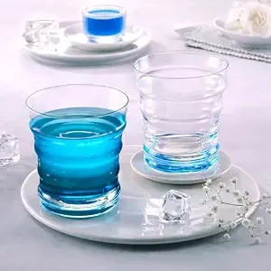 Borosil 2pc 250ml Drinking Glass Set with Color Bottom for Water & Juice