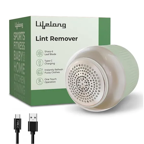 Lifelong Electric Lint Remover | 7200 RPM, 6-Leaf Blade, Stainless Steel Mesh, Type-C Rechargeable Fabric Lint Shaver, Portable Fuzz Remover for Sweaters, Clothes, Blankets & Sofas (LLLTR01)