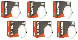 Halonix Jazz 6W White Recessed downlighter | Cutout- 3 inch | Bright Recessed Ceiling Light | Led Downlighter with Surge Protection | Pack 6