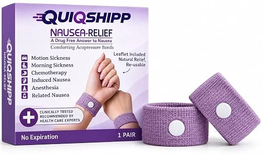 Anti-Nausea Wristband for Anxiety, Travel, Sea, Car, Air Sickness Reliefs Handband Pack of 1 Pair